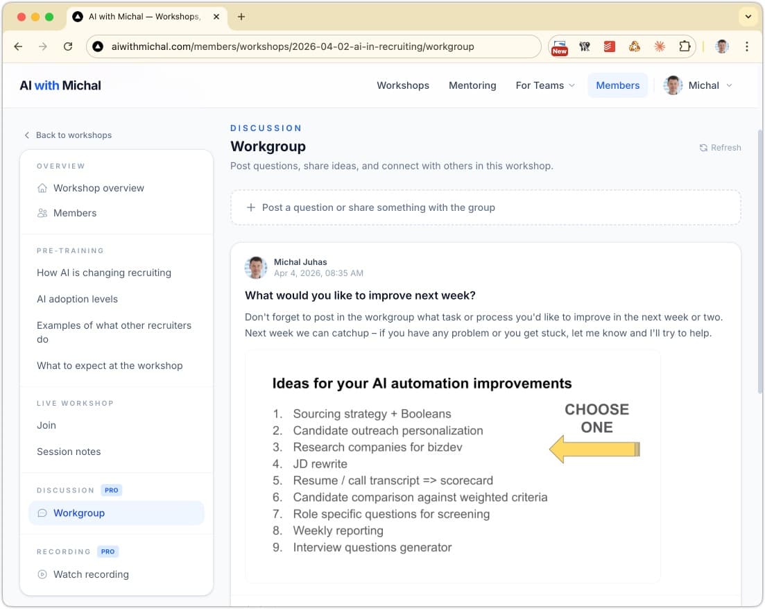 Pro workgroup discussion