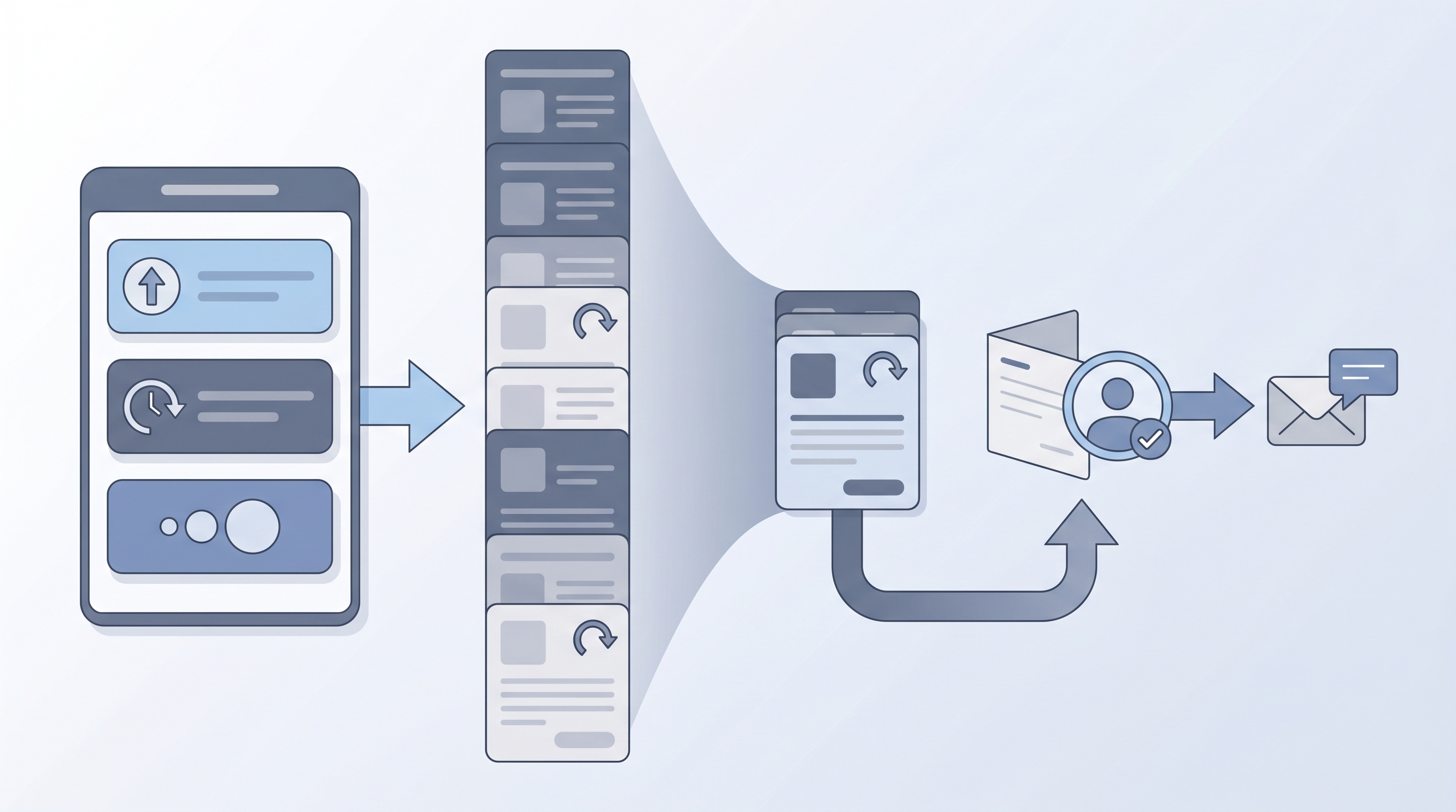 Illustration: Sales Navigator sourcing with company-growth and job-change signal filters narrowing a candidate list to a warm shortlist before personalized outreach passes a human review gate